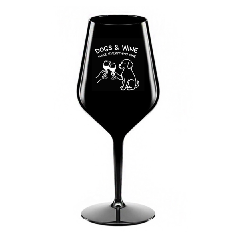 NEROZBITNÁ SKLENIČKA NA VÍNO Dogs & Wine 470 ml - Barva: oranžová, Velikost: 470 ml