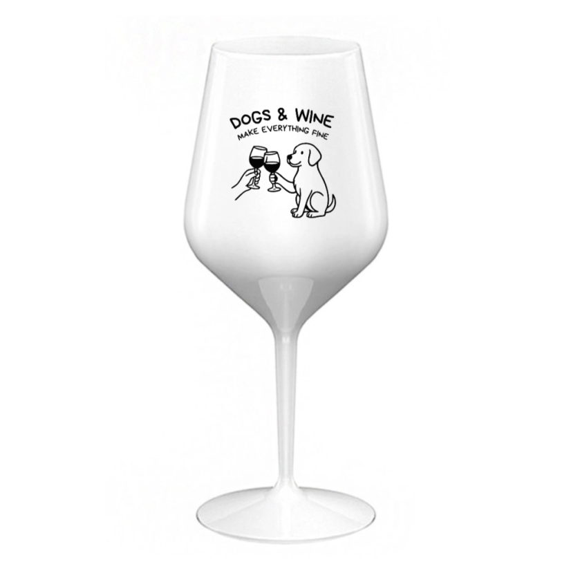 NEROZBITNÁ SKLENIČKA NA VÍNO Dogs & Wine 470 ml - Barva: oranžová, Velikost: 470 ml