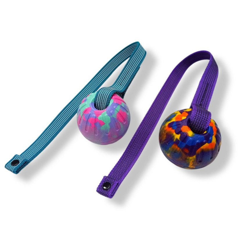Míček FOAM TUG s protiskluzovým popruhem - Barva míčku: Pastel camo, Barva: Tyrkysová, Provedení: Protiskluzový popruh bez ucha