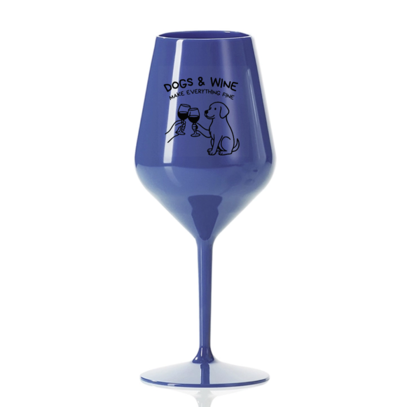 NEROZBITNÁ SKLENIČKA NA VÍNO Dogs & Wine 470 ml - Barva: oranžová, Velikost: 470 ml