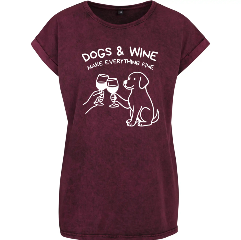 Tričko ACID WASHED Dogs & wine