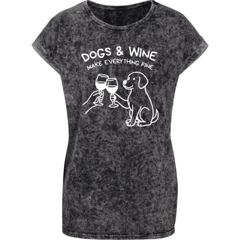 Tričko ACID WASHED Dogs & wine