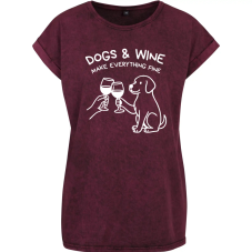 Tričko ACID WASHED Dogs & wine