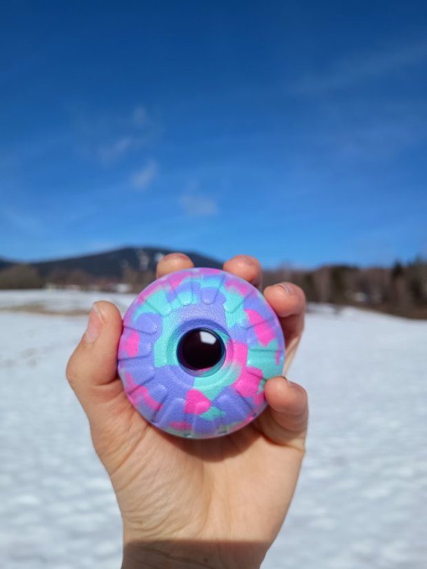 Míček FOAM TUG s BioThane® šňůrkou - Barva míčku: Pastel camo, Barva: Zelená lišejníková GN527, Provedení: BioThane ® s uchem