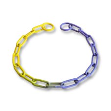 Barevný řetízkový obojek VEL. 55 / FIALOVÁ + ŽLUTÁ dlouhá oka/chrom